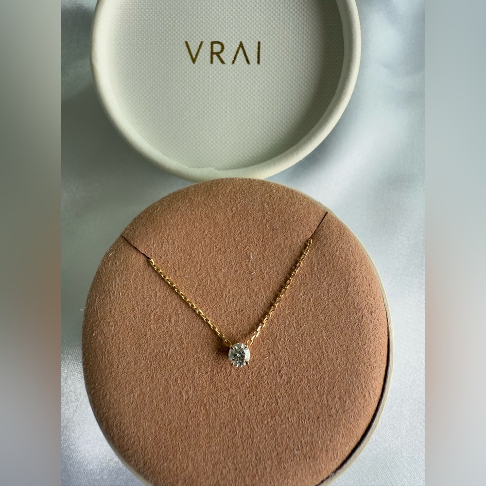 0.25ct 14K Solid Yellow Gold Diamond Solitaire Necklace from Vrai & Oro - Picture 2 of 6